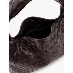 Hop leather shoulder bag with woven effect