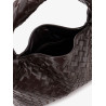 Hop leather shoulder bag with woven effect