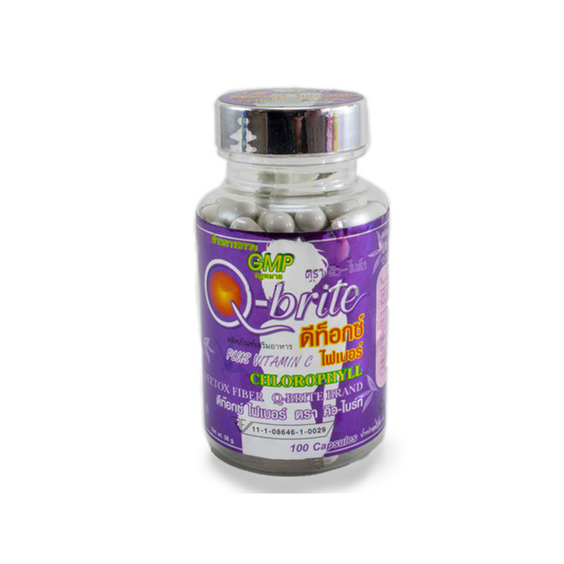 Q-Brite Detox Fiber Chlorophyll Plus Vitamin C, For Body Detoxication, Weight Loss and Vessel Cleaning, 100 pcs