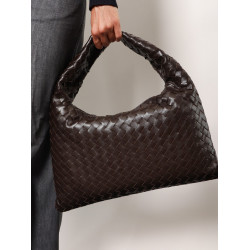 Hop leather shoulder bag with woven effect