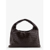 Hop leather shoulder bag with woven effect
